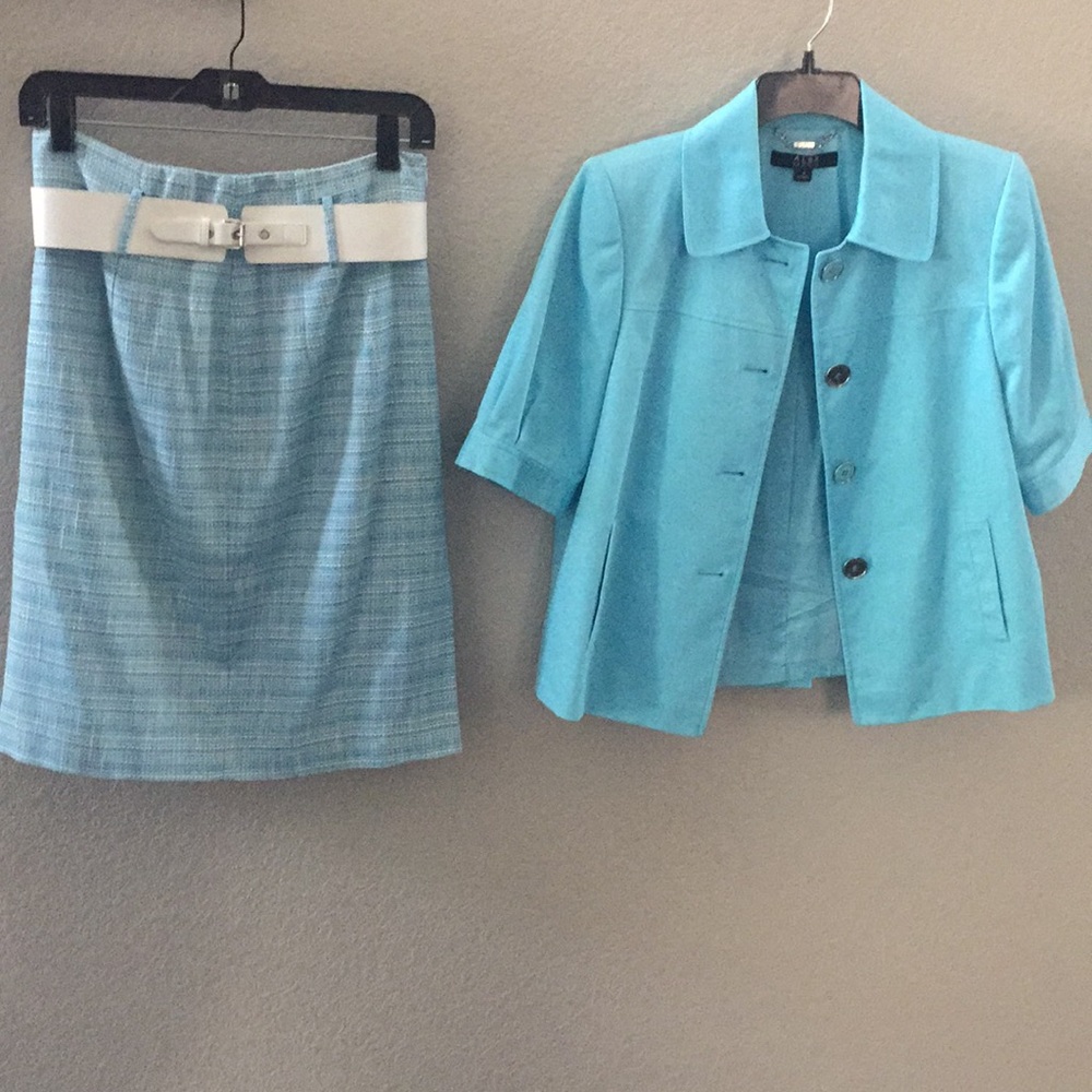 Light blue suit and skirt combo
